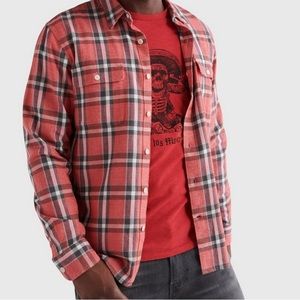 Lucky Brand Red Plaid Button Down Shirt